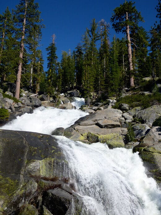 Roaring roadside waterfall in Yosemite