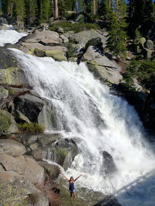 Roaring roadside waterfall in Yosemite