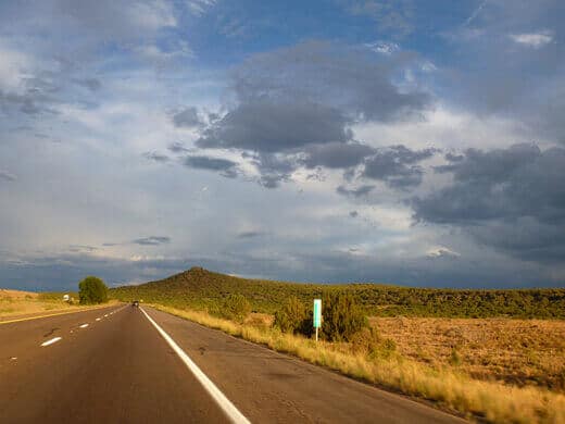 Driving on Highway 40 through the Arizona high desert