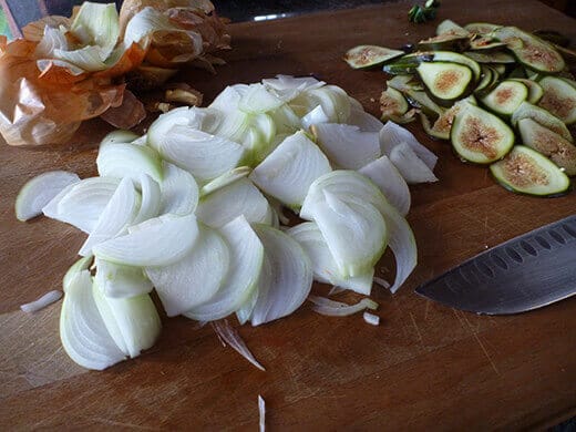 Slice onions into thin strips