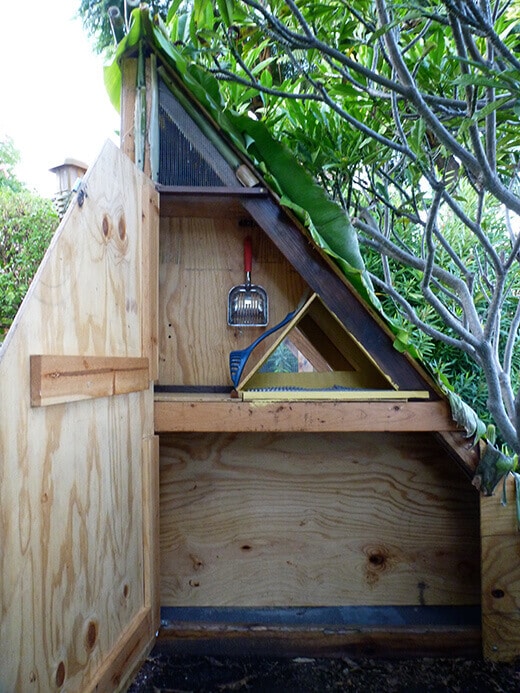 Side door for access to egg box and storage