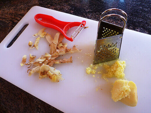 Peel and grate fresh ginger