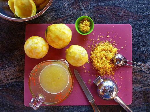 Set aside 1 tablespoon of zest, freeze the rest, and juice your lemons