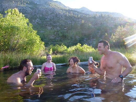 Soaking in Blayney Hot Spring and toasting our birthdays