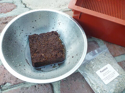 Rehydrate the leftover brick of coir