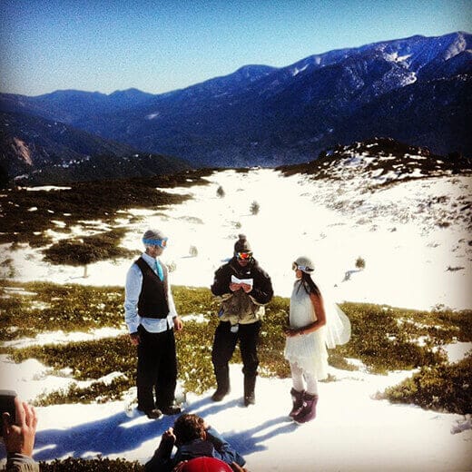 Ceremony atop Slide Peak at Snow Valley