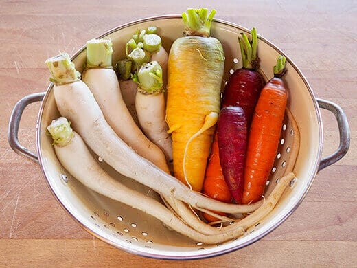 Homegrown daikon and carrots