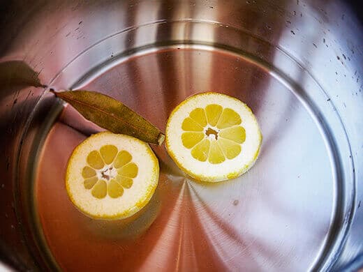 Add lemon slices and bay leaf for a more fragrant steam