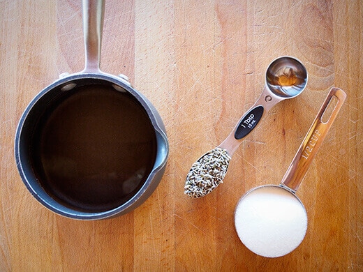 Ingredients for lavender simple syrup