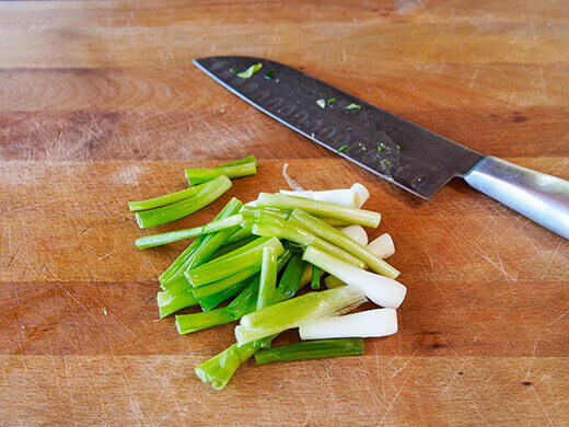 Chop green onions