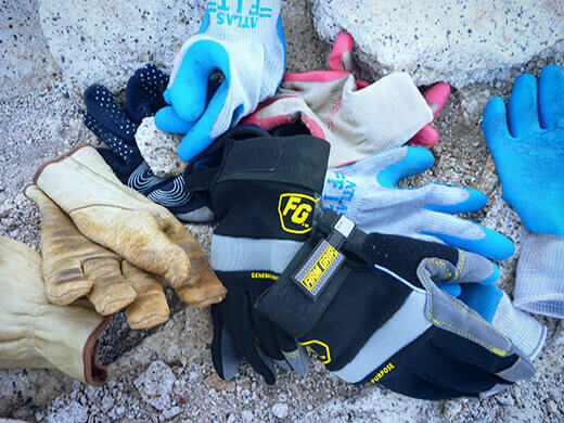 Pile of old gloves at Half Dome