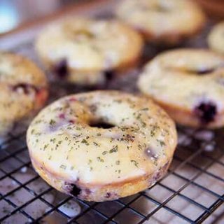 Baked blueberry-basil donuts