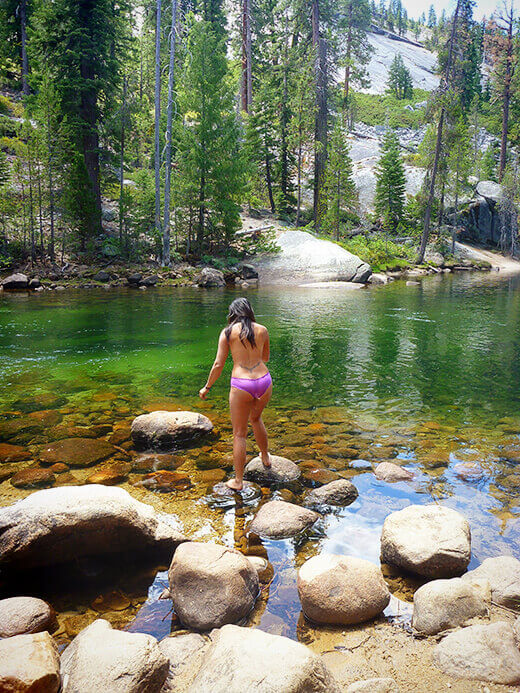 Taking a dip in the Merced River