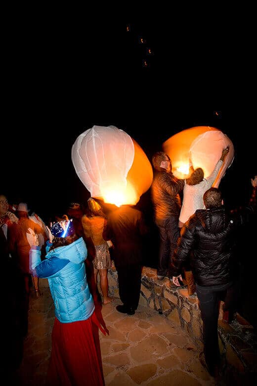 Lighting the sky lanterns