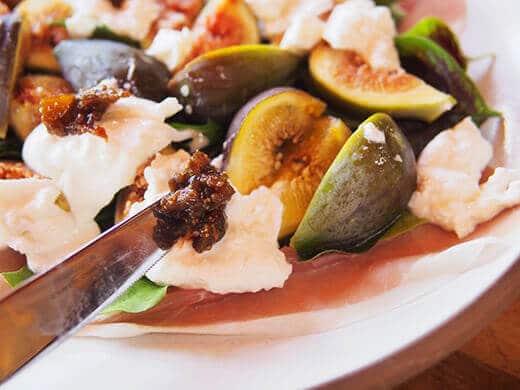 Balsamic fig jam with black peppercorn is superb in this salad