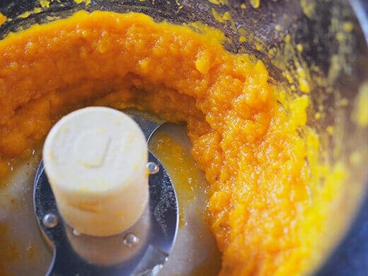 Pumpkin puree in food processor