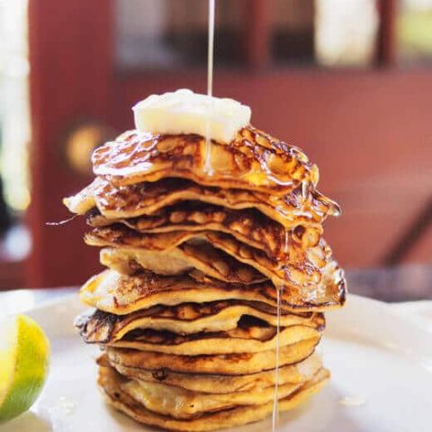 Stack of two-ingredient pancakes