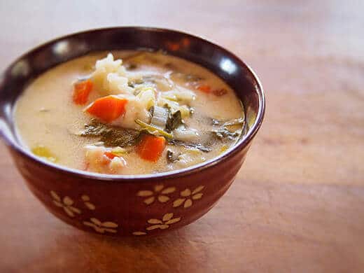 Creamy leek and sorrel soup