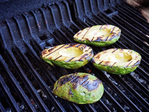 Avocados on the grill