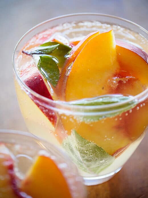 Sparkling summer sangria with lemongrass, ginger and peach