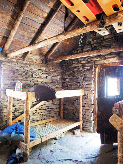 Inside the stone hut