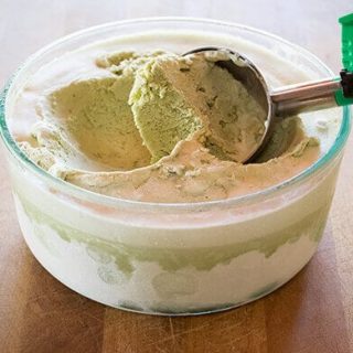 Homemade basil ice cream