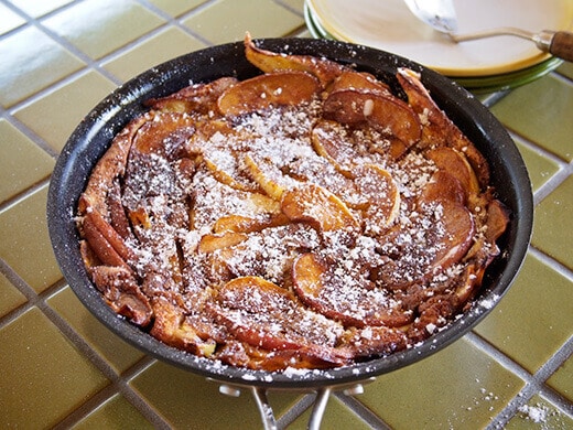 Apple pancake out of the oven