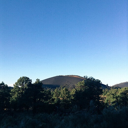 Cinder cone volcano in a ponderosa pine forest