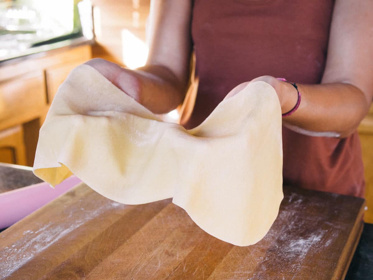 Hand-rolled pasta sheet