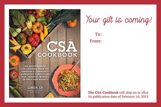 Preordering The CSA Cookbook as a gift? Download a printable IOU postcard