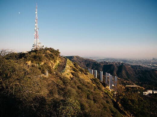 Mount Lee radio tower and Hollywood Sign