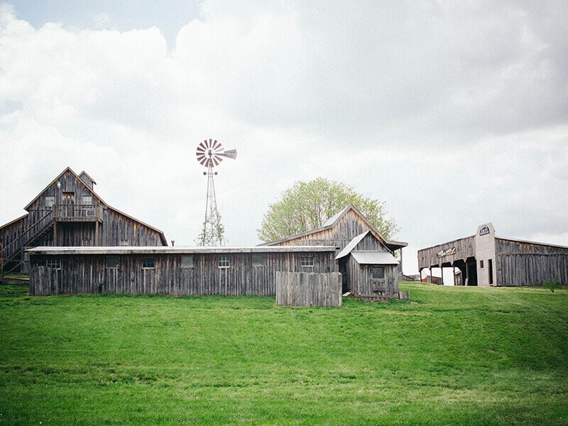 Rustic barns and buildings at Baker Creek
