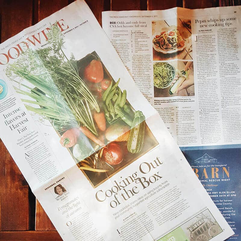 The CSA Cookbook featured on the front page of The Press Democrat's Food section