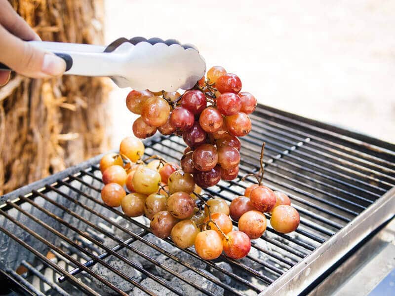 Grilling grapes for The New Camp Cookbook