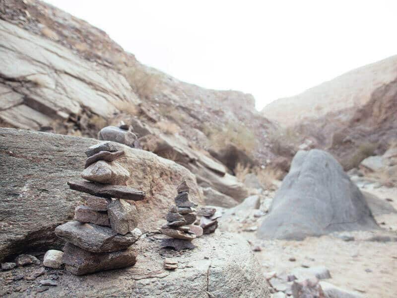 Rock cairns along the trail