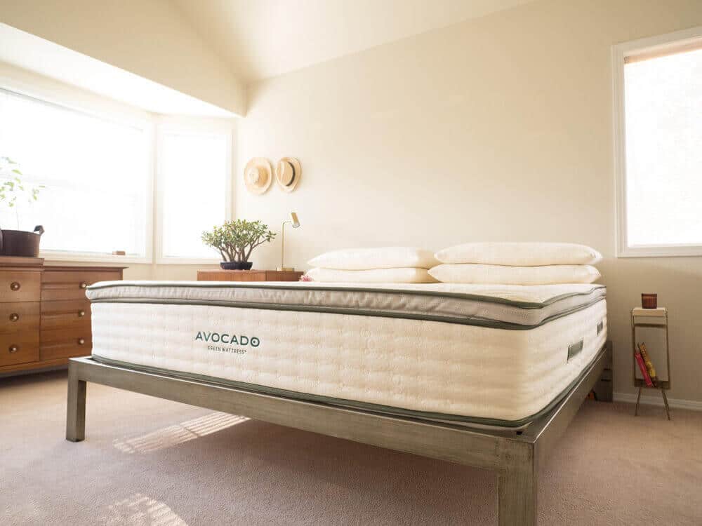 Avocado king-sized pillowtop mattress and pillows