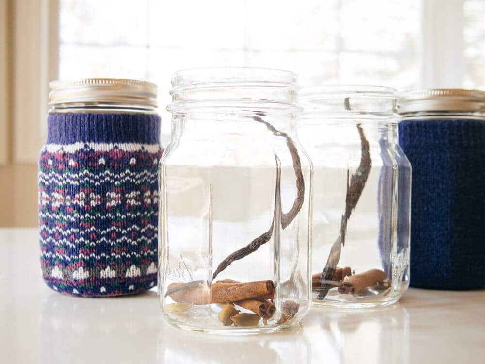 Jars filled with mulled cider spice mix