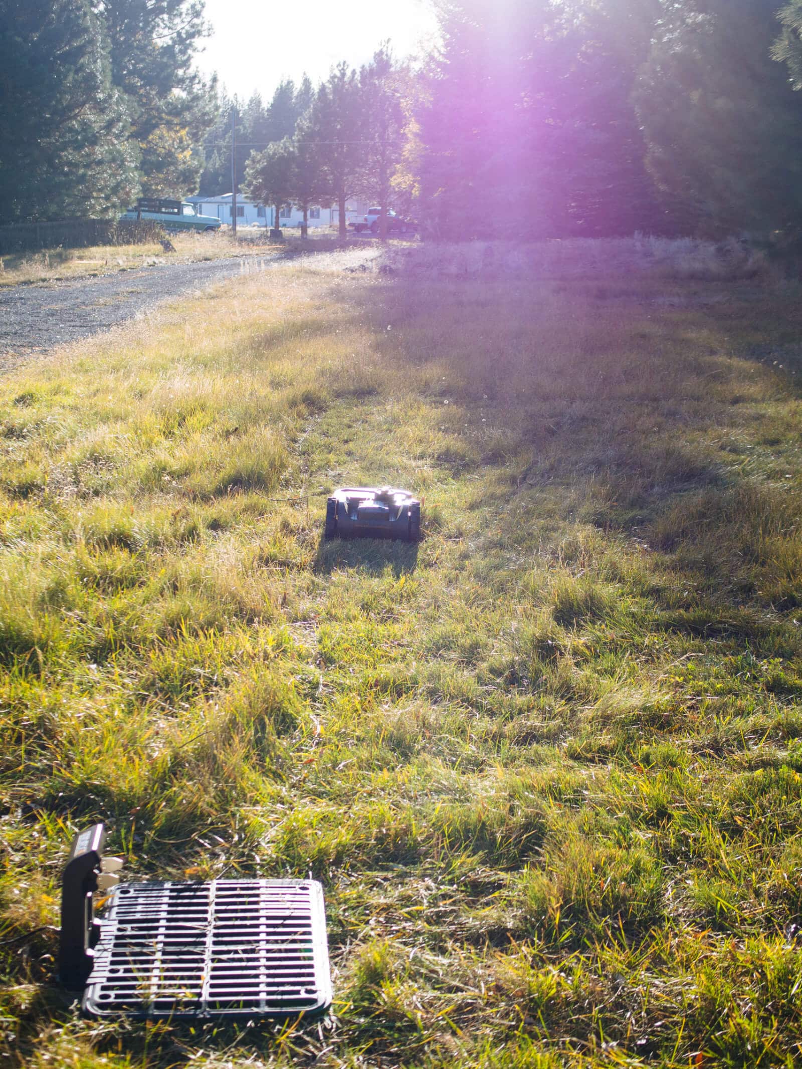 Landroid robotic lawnmower cutting the grass