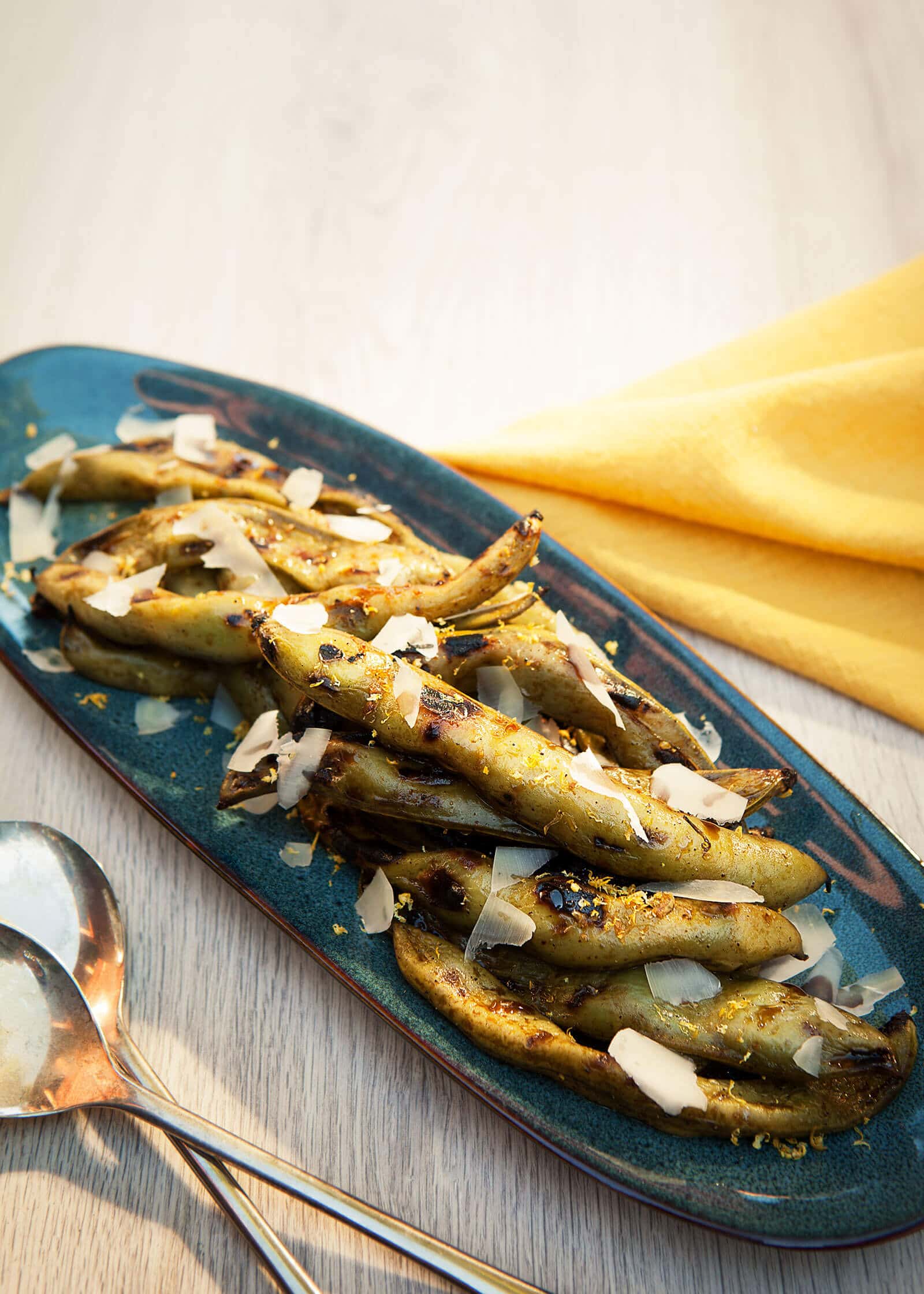 Grilled fava beans (that require NO shelling)