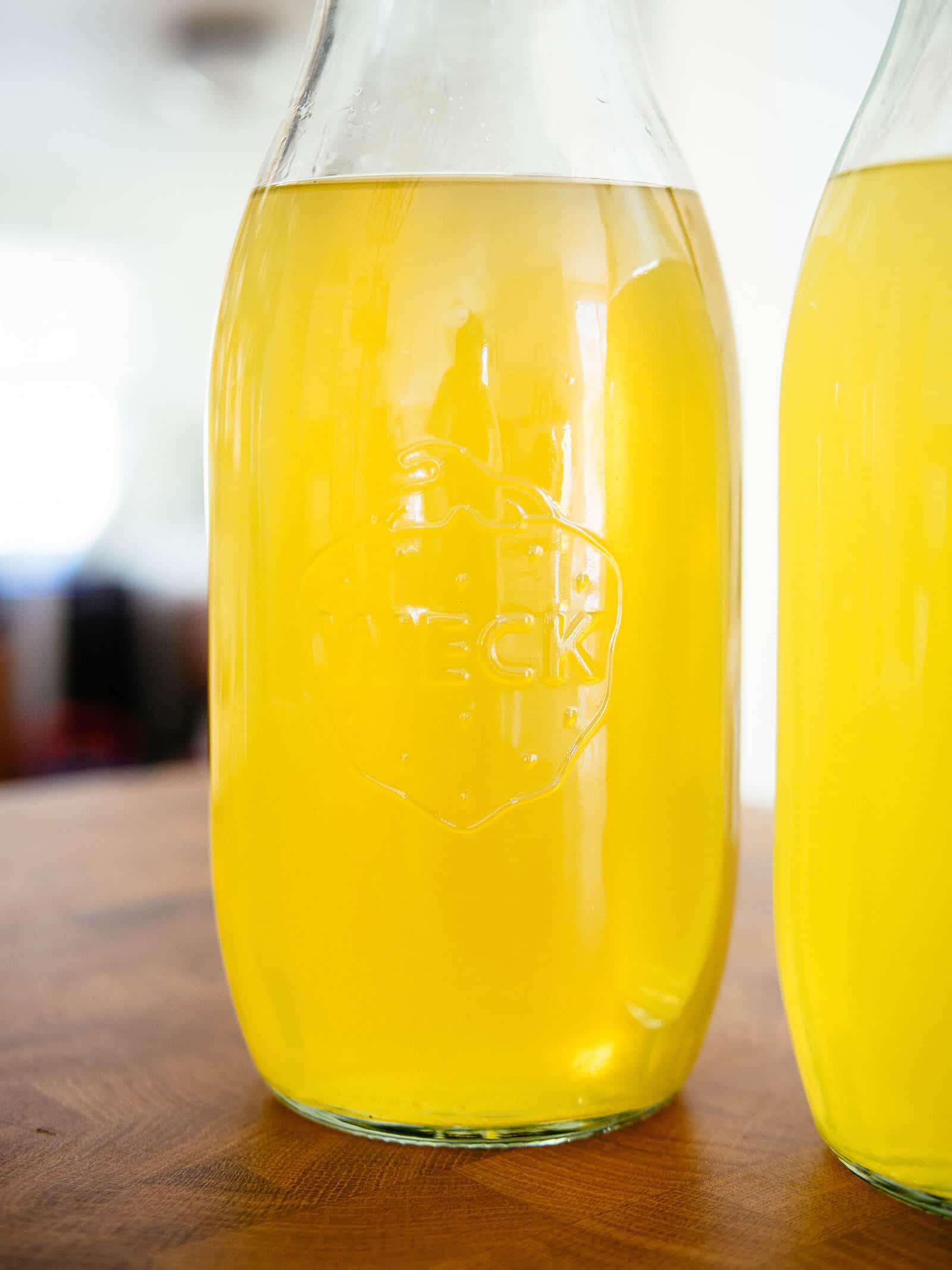 Homemade limoncello in Weck bottles