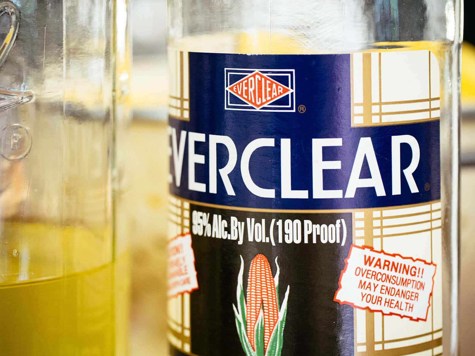 Close-up of Everclear bottle label