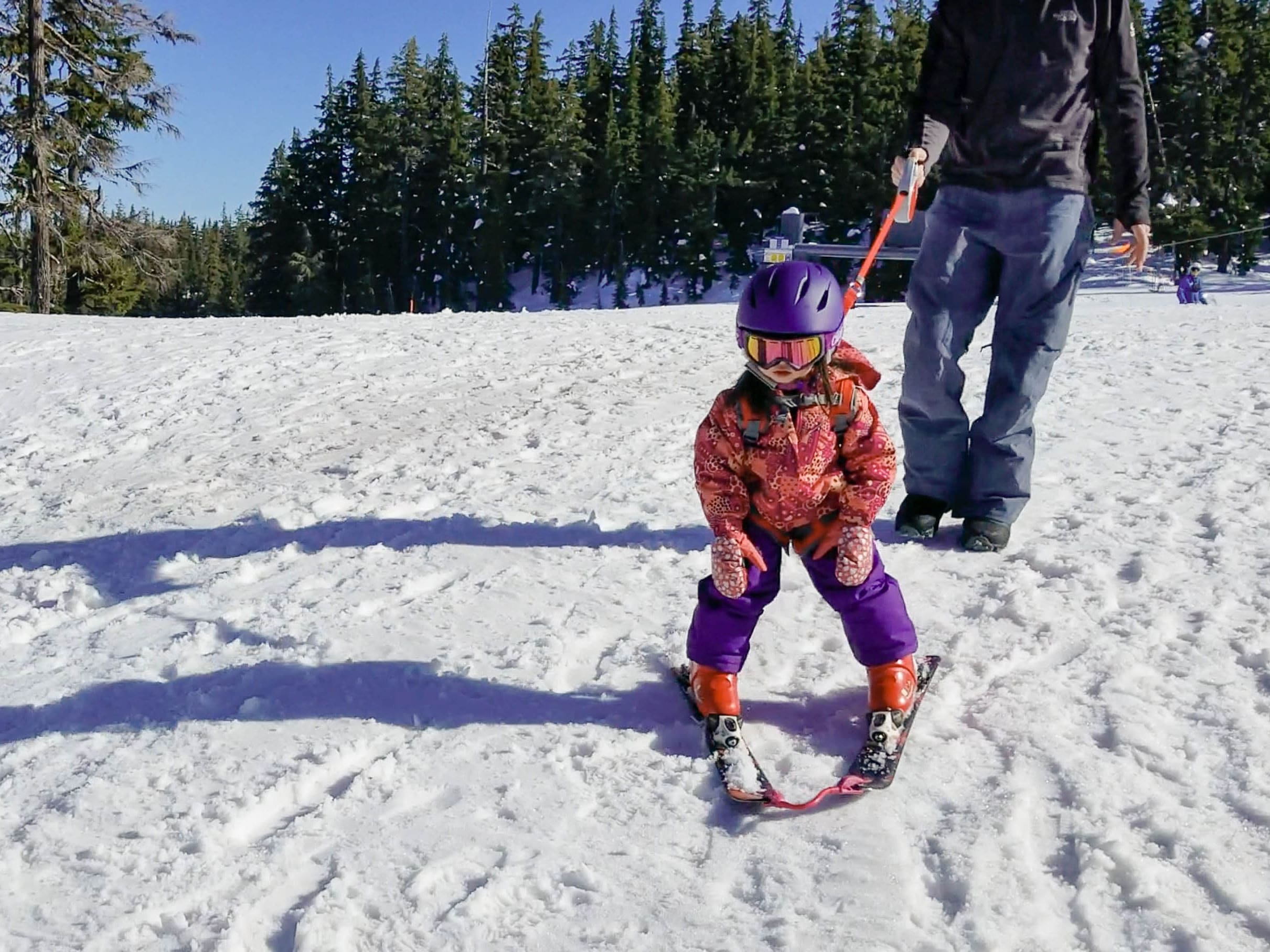 Little kids can start with skiing or snowboarding