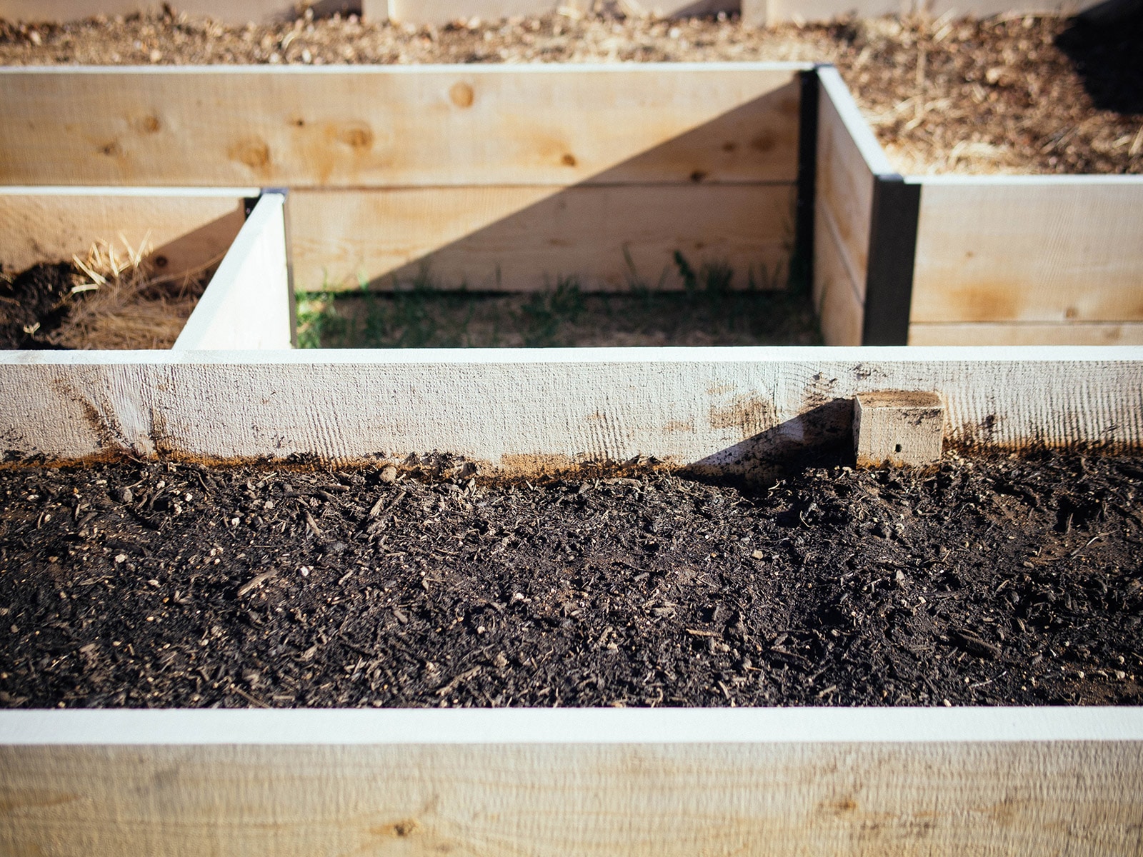 Raised bed filled with soil to 8 inches from the top