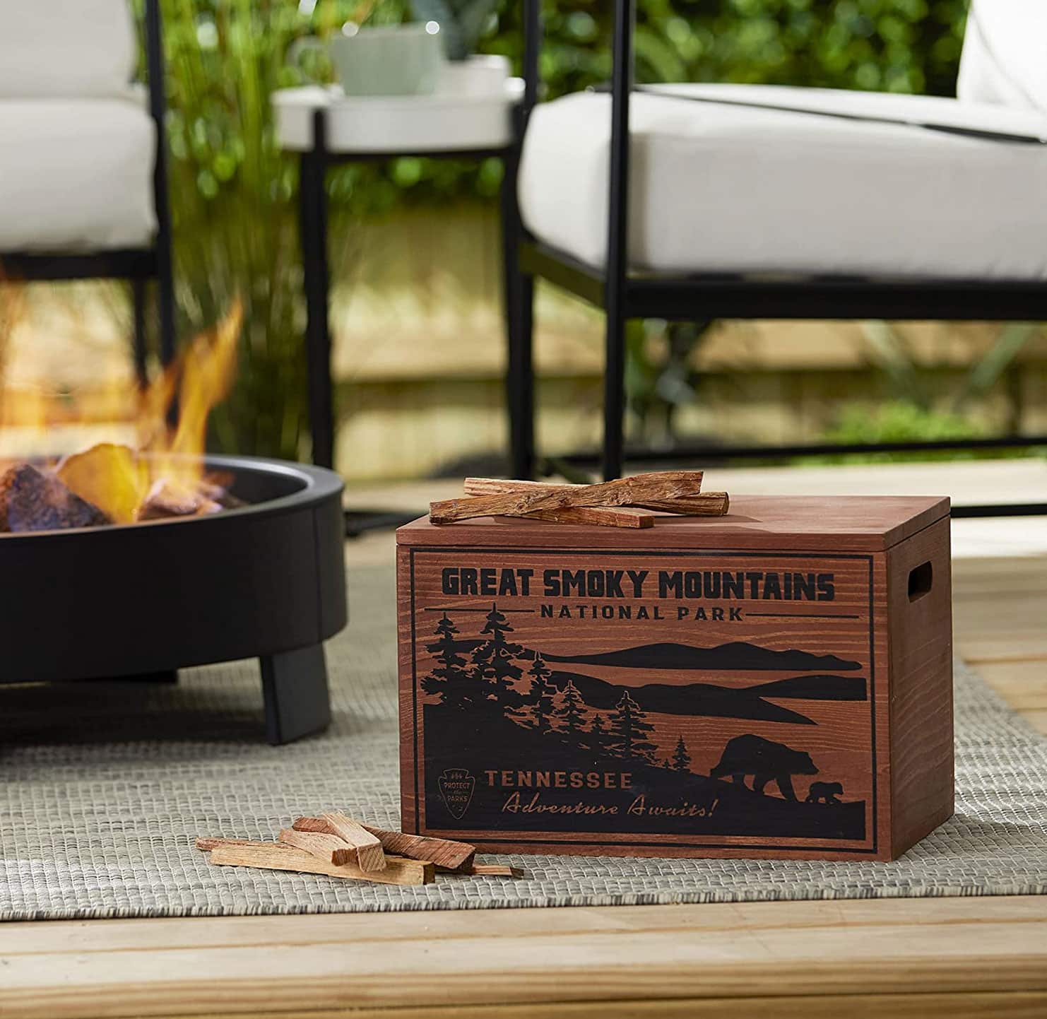 Limited edition national park wooden crate with fatwood fire starters