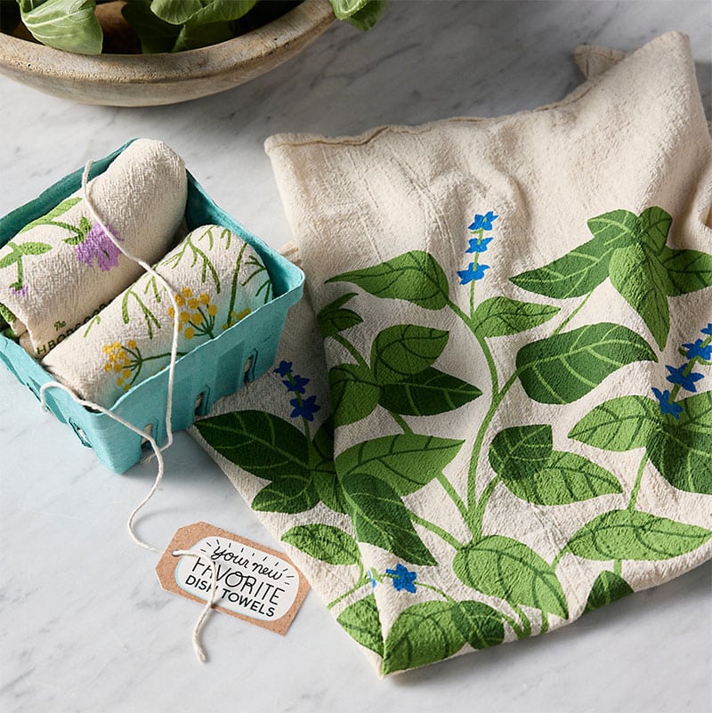Herb-patterned tea towels