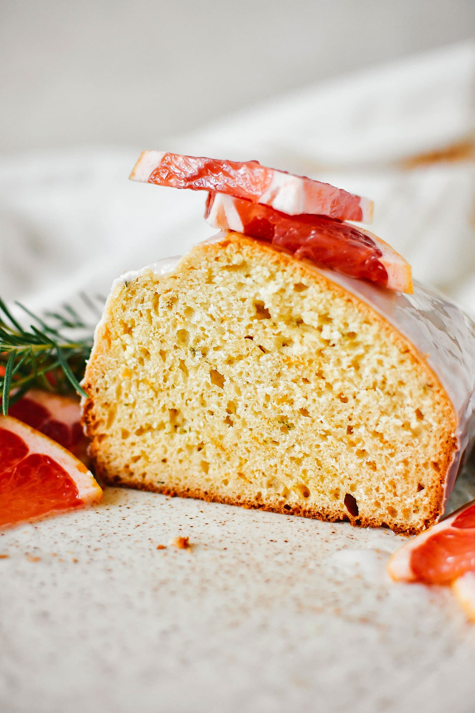 Close-up of grapefruit-rosemary bread texture