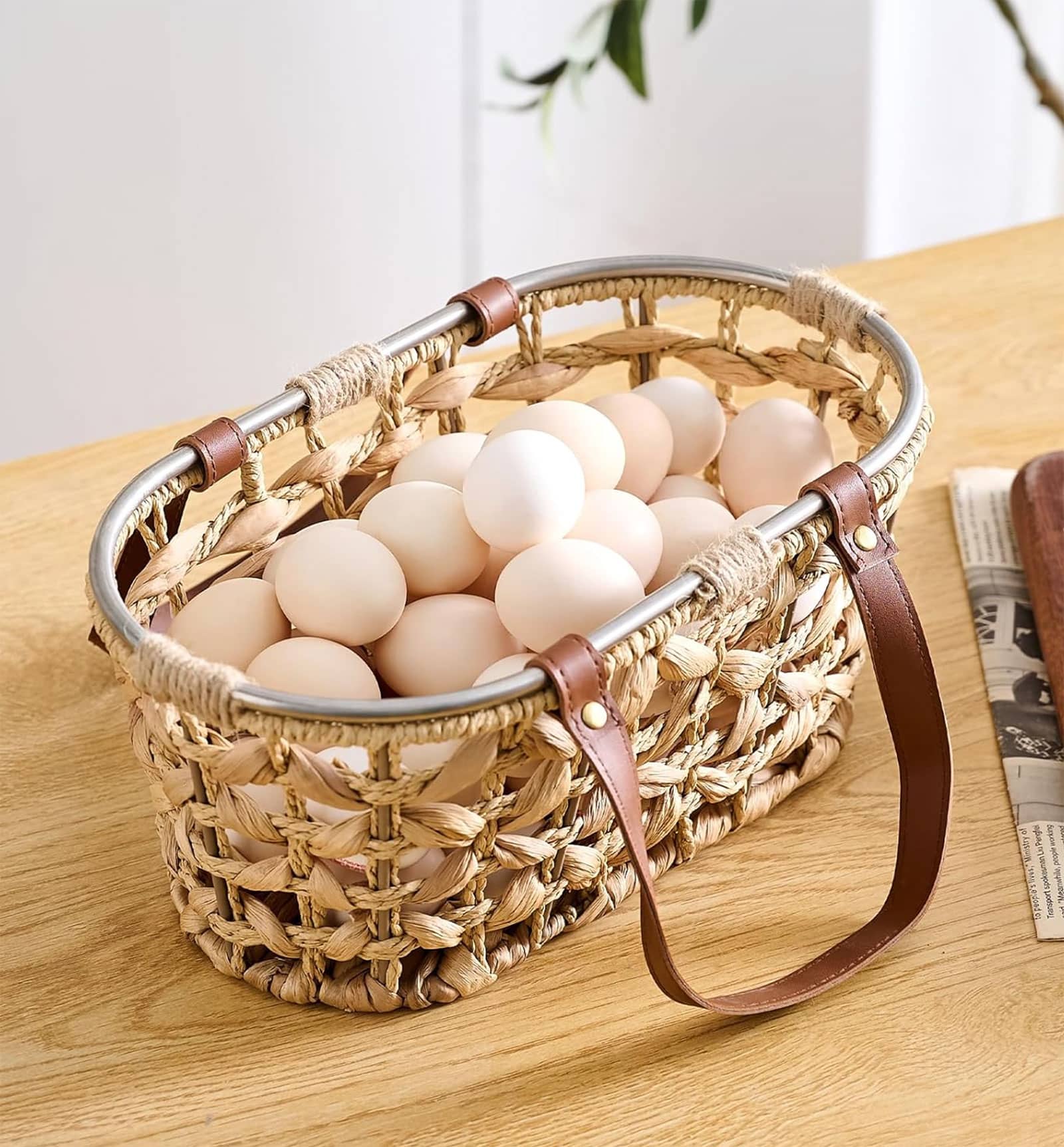 Water hyacinth basket for egg collection