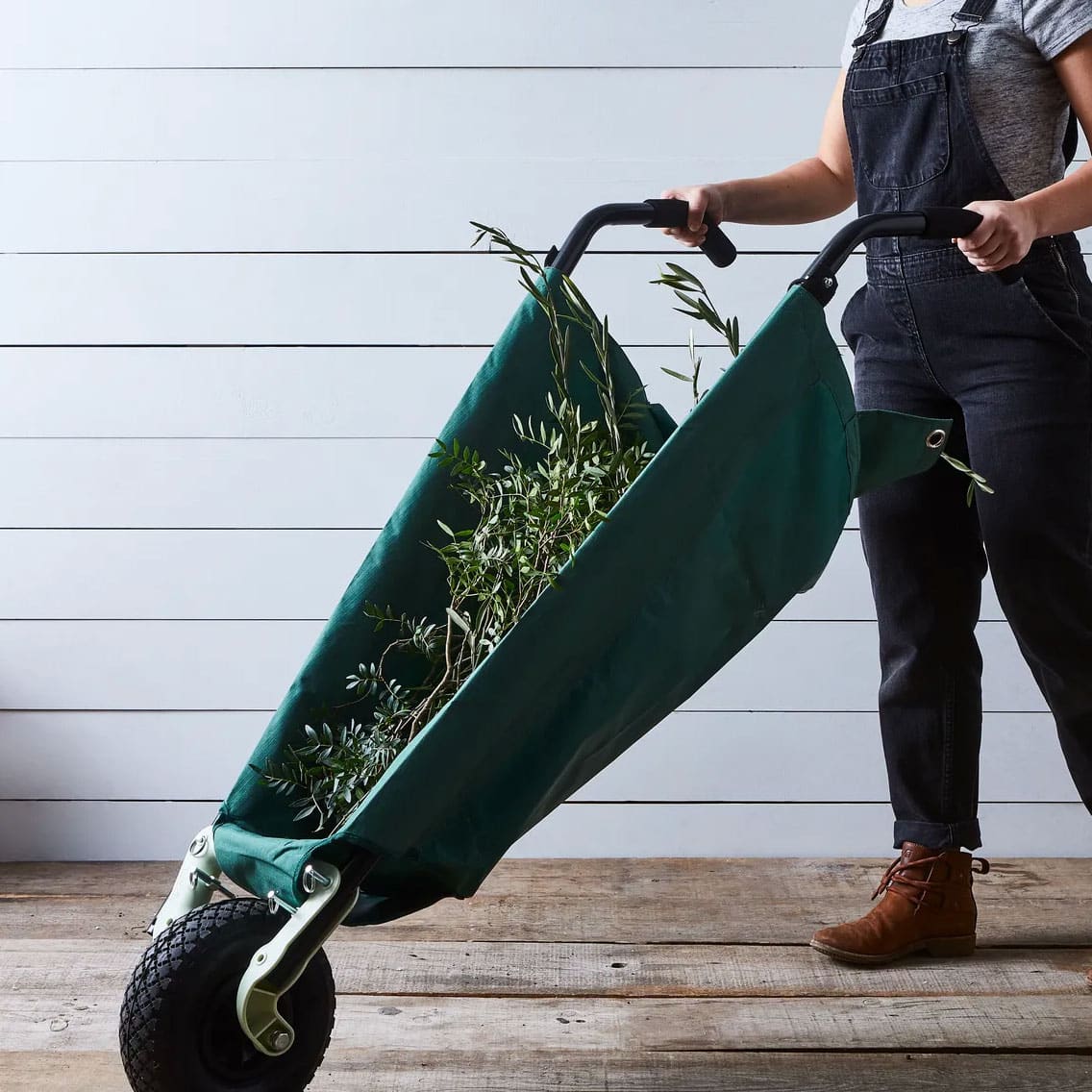 Folding canvas wheelbarrow