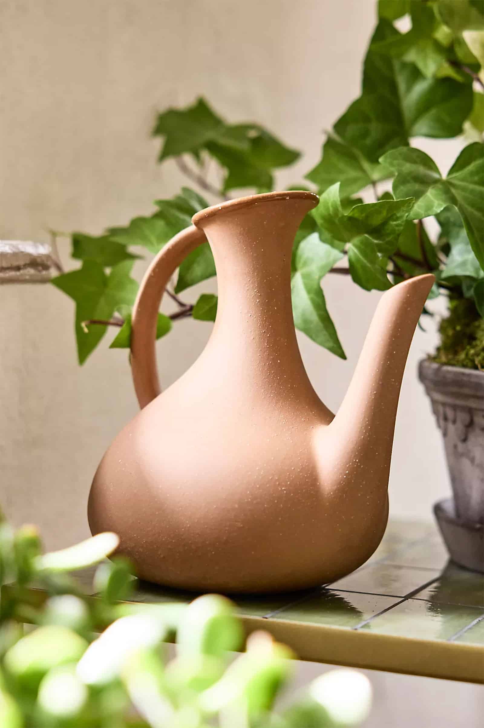 Terracotta watering can