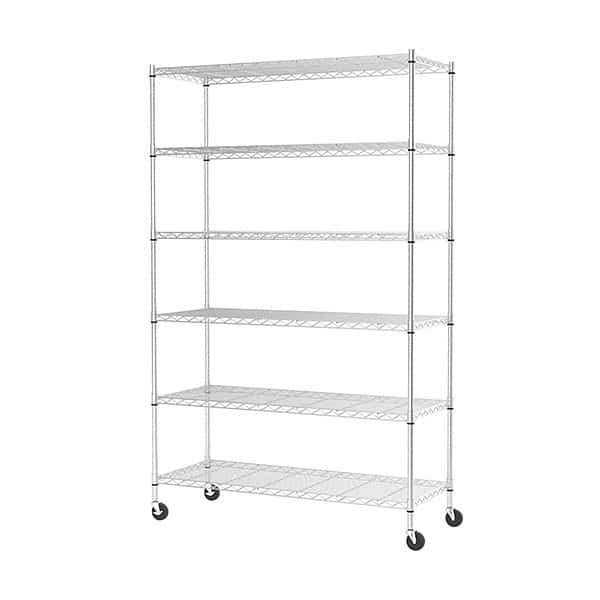 6-tier wire shelving unit with wheels